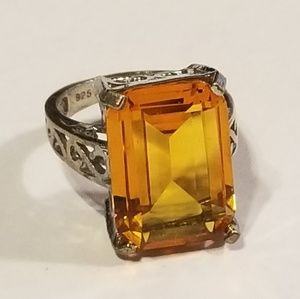 VINTAGE Orange Apatite Statement Ring
